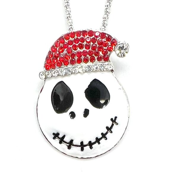 White GHOST with Red Hat Halloween Pendant Necklace - Picture 1 of 1